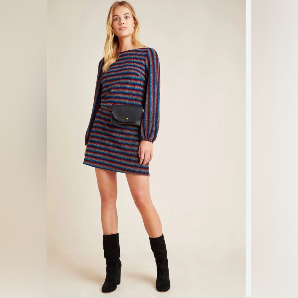 Anthropologie rainbow shimmer tunic dress